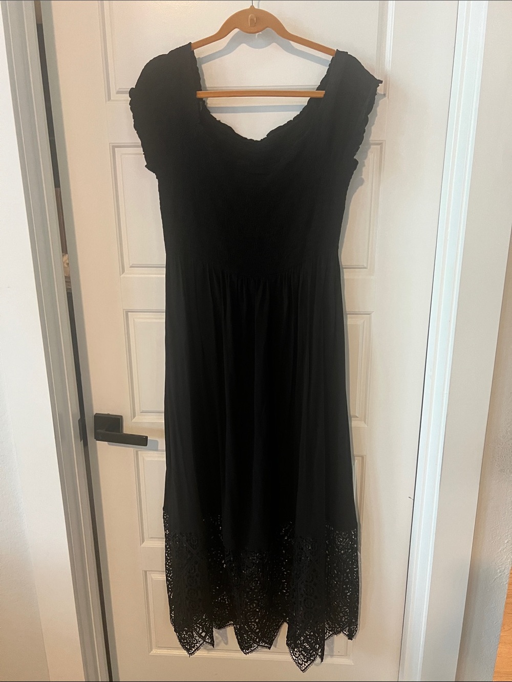 City Chic Black Maxi Dress with Lace Trim
